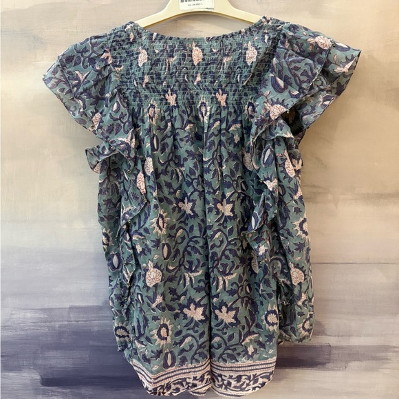 Alicia Bell Floral Ruffle Sleeve Silk Blouse - Picture 5 of 6